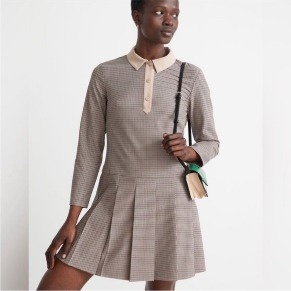 & OTHER STORIES Collared Check Long Sleeve Mini Dress - Picture 1 of 9